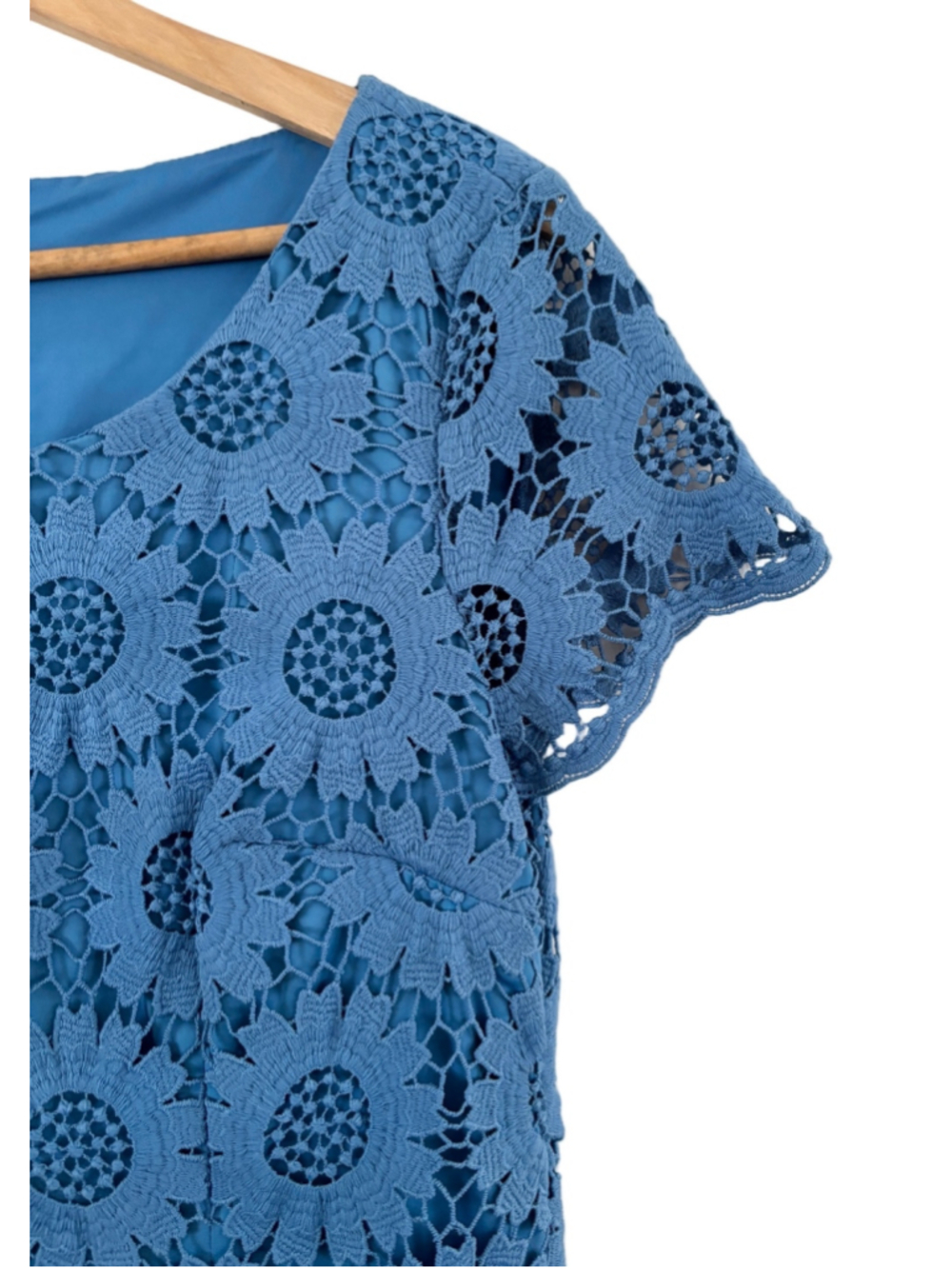 Talbots sunflower lace cornflwr blu sheath drss SZ 10 garden party coquette girl - Picture 6 of 9